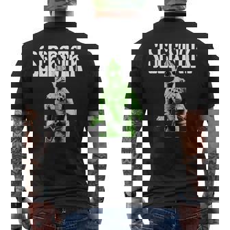 レトロなスリースタック爬虫類エイリアンのグラフィック。 メンズTシャツ バックプリント - Kawaiitshirt