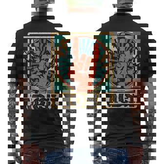レトロなヴィンテージサインオブザホーンモッシュヘビーロックミュージック メンズTシャツ バックプリント - Kawaiitshirt