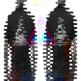 レトロな三角形のピラミッド猫のシャム猫 メンズTシャツ バックプリント - Kawaiitshirt
