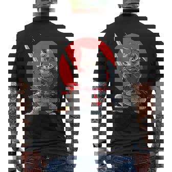 レトロな日本の侍猫グラフィック 猫愛好家 メンズTシャツ バックプリント - Kawaiitshirt