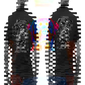 ロットワイラー 犬 カラフル ポップアート 犬の誇り ロットワイラー メンズTシャツ バックプリント - Kawaiitshirt