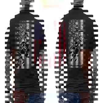 ロデオ 馬 アメリカ国旗 アメリカ カントリー カウボーイ ウェスタン メンズTシャツ バックプリント - Kawaiitshirt