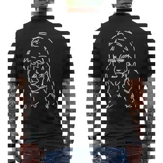 ワンラインアート デッサン ダヴィンチのモナリザ メンズTシャツ バックプリント - Kawaiitshirt