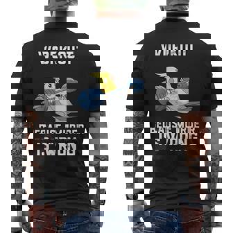 ワークアウト Because Murder Is Wrong 面白いオウム オカメインコ 鳥 メンズTシャツ バックプリント - Kawaiitshirt