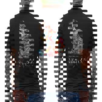 ヴィンテージ 2000 花柄 花 猫好き 24時間 誕生日 メンズTシャツ バックプリント - Kawaiitshirt