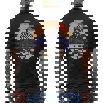 ヴィンテージ 和 富士山 山の上の日本の舞う太陽 メンズTシャツ バックプリント - Kawaiitshirt