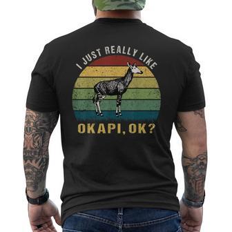ヴィンテージレトロオカピ動物tシャツ I Just Really Like Okapi Ok メンズTシャツ バックプリント - Kawaiitshirt