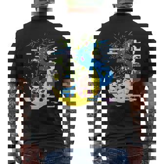 七夕、天の川、着物、日本祭りかわいい、星、日本の伝統的なお祭り、夏、夏休み、日本人形 メンズTシャツ バックプリント - Kawaiitshirt