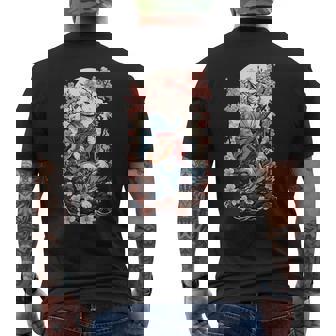 三味線猫 ヴィンテージ 日本 鬼 デザイン メンズTシャツ バックプリント - Kawaiitshirt