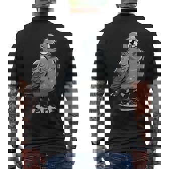 不機嫌そうなピジョン I カートゥーンピジョン メンズTシャツ バックプリント - Kawaiitshirt