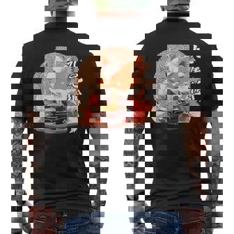 九尾の狐、ラーメンを食べる九尾の狐 メンズTシャツ バックプリント - Kawaiitshirt