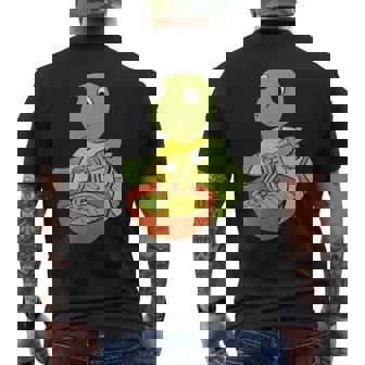 亀がラーメンを食べる 和食 メンズTシャツ バックプリント - Kawaiitshirt