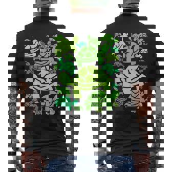 亀柄 カートゥーン アウトライン 面白いカメ メンズTシャツ バックプリント - Kawaiitshirt