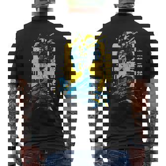 京の花、芸者イラスト サイバーパンク風 メンズTシャツ バックプリント - Kawaiitshirt