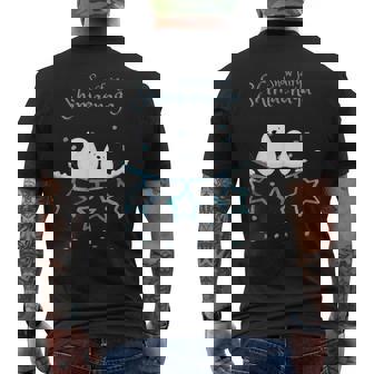 人気話題 シマエナガの親子 雪 雪の結晶 妖精 北海道 日本の野鳥 星 白い小鳥 星 メンズTシャツ バックプリント - Kawaiitshirt