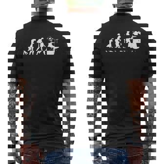 人類の進化 ネタ ジャズ ポップ バンド 音楽 ドラマー ドラム奏者 ミュージシャン おもしろ ドラム メンズTシャツ バックプリント - Kawaiitshirt