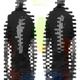 先住民のサボテンと頭飾りと羽 メンズTシャツ バックプリント - Kawaiitshirt