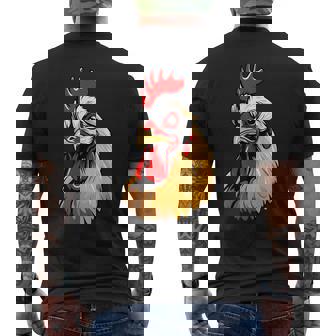 動物愛好家のための大胆な農場の鶏の頭のアート メンズTシャツ バックプリント - Kawaiitshirt