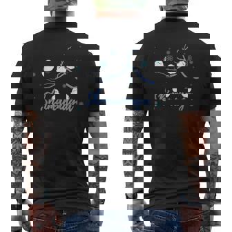 北海道 冬の風景 シマエナガのイラスト 雪の結晶 可愛い小鳥 メンズTシャツ バックプリント - Kawaiitshirt