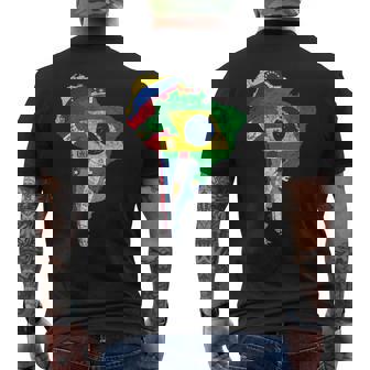 南米大陸地図 旗付き メンズTシャツ バックプリント - Kawaiitshirt