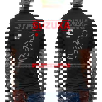 名サーキット概要 鈴鹿トラックレースファンカーレース メンズTシャツ バックプリント - Kawaiitshirt