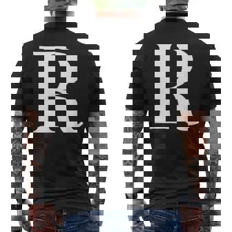 名前入り アルファベット イニシャル文字 R ギフト メンズTシャツ バックプリント - Kawaiitshirt