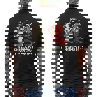 君はパンダスティックだよハイタッチのレッサーパンダとパンダ メンズTシャツ バックプリント - Kawaiitshirt