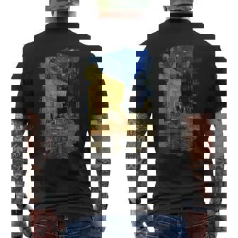 夜のカフェテラス ゴッホ メンズTシャツ バックプリント - Kawaiitshirt