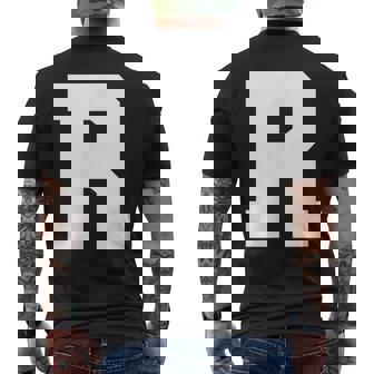 大文字 R アルファベット モノグラム イニシャル メンズTシャツ バックプリント - Kawaiitshirt