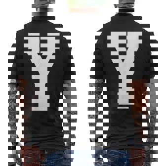 大文字 Y アルファベット モノグラム イニシャル メンズTシャツ バックプリント - Kawaiitshirt