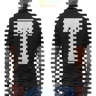 大文字tアルファベットモノグラムイニシャル メンズTシャツ バックプリント - Kawaiitshirt