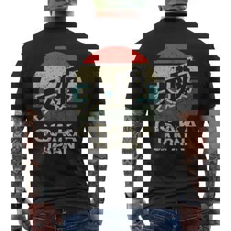 大阪 日本 漢字 キャラクター 円 レトロ 夕日 メンズTシャツ バックプリント - Kawaiitshirt