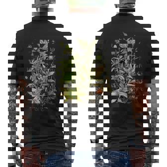 大麻植物とつぼみ 420 草 麻 サティバ インディカ ポットヘッド メンズTシャツ バックプリント - Kawaiitshirt