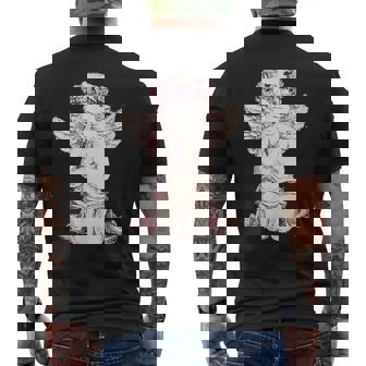 天使の羽を持つ膝の上の美的天使を祈る メンズTシャツ バックプリント - Kawaiitshirt