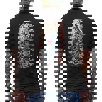 妖怪猫 着物美桜風 メンズTシャツ バックプリント - Kawaiitshirt