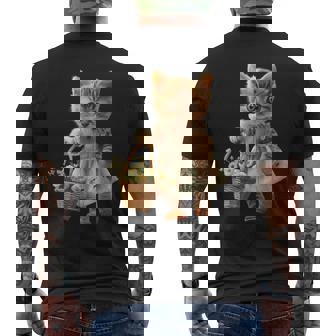 子猫、茶トラ、かわいい、おもしろい、癒し、花かご、ワンピース、可愛い、花束 メンズTシャツ バックプリント - Kawaiitshirt