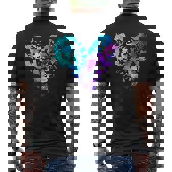 宇宙 ウーパールートル かわいいウーパールーパー ハート 水彩 ウーパールーパー メンズTシャツ バックプリント - Kawaiitshirt