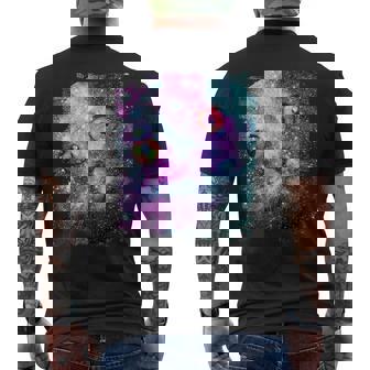 宇宙のかわいいアストロ宇宙猫 メンズTシャツ バックプリント - Kawaiitshirt