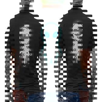 宇宙人 エイリアン『セルフィー』グレイ【ゆるフレンズ】かわいい イラスト 面白い メンズTシャツ バックプリント - Kawaiitshirt