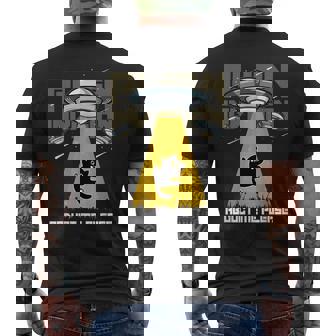 宇宙人 侵略 Abduct Me Please 宇宙船 おもしろ猫 Ufo メンズTシャツ バックプリント - Kawaiitshirt