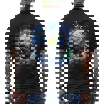 宇宙地球動物グループシーン メンズTシャツ バックプリント - Kawaiitshirt