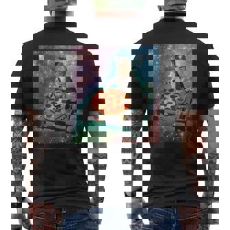 宇宙宇宙 ギャラクシー 宇宙 猫 ピザ Dj 面白い かわいい コズミック メンズTシャツ バックプリント - Kawaiitshirt