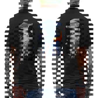 宇宙猫 面白い宇宙猫銀河ufoエイリアンアブダクション メンズTシャツ バックプリント - Kawaiitshirt