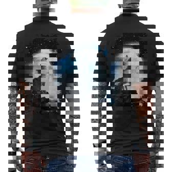 宇宙空間 オオカミ 月に遠吠えするオオカミ メンズTシャツ バックプリント - Kawaiitshirt