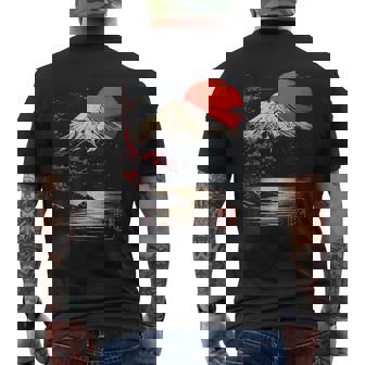 富士山と桜の至福 ヴィンテージ日本美術フュージョンtシャツ メンズTシャツ バックプリント - Kawaiitshirt