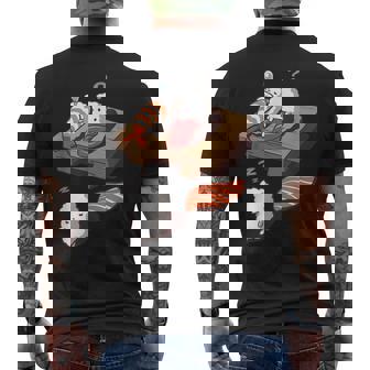 寝ぼける 寿司 すし えび サーモン まぐろ メンズTシャツ バックプリント - Kawaiitshirt