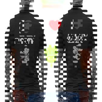 小さな野菜 セロリ ミニマリスト かわいい シンプル セロリ I Love Celery メンズTシャツ バックプリント - Kawaiitshirt