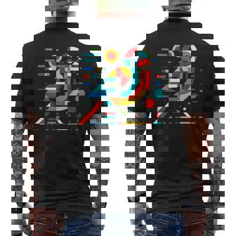 幾何学的 ミニマリズム モダン イラスト スズメ 鳥 アート メンズTシャツ バックプリント - Kawaiitshirt