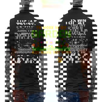 庭で働いて犬とたむろしたい メンズTシャツ バックプリント - Kawaiitshirt