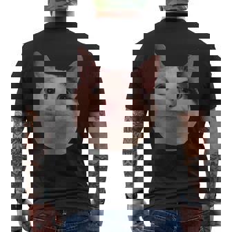 微笑む猫のミームベルーガ メンズTシャツ バックプリント - Kawaiitshirt